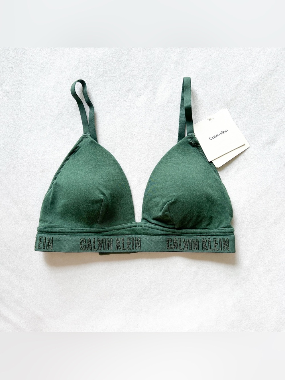 Calvin Klein Underwear Forest Green Cotton Bralette - Small